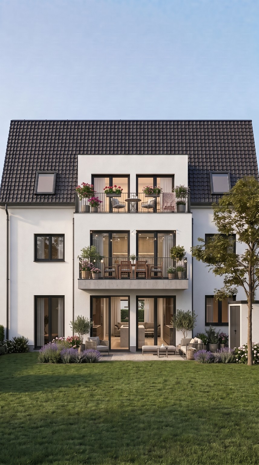 Visualisierung des geplanten Hauses von der Gartenseite
